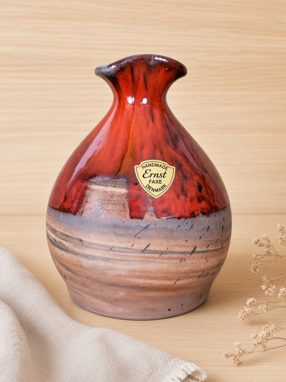 VTG Danish Modern Vase  ERNST KERAMIK of Faxe Denmark / Art Pottery